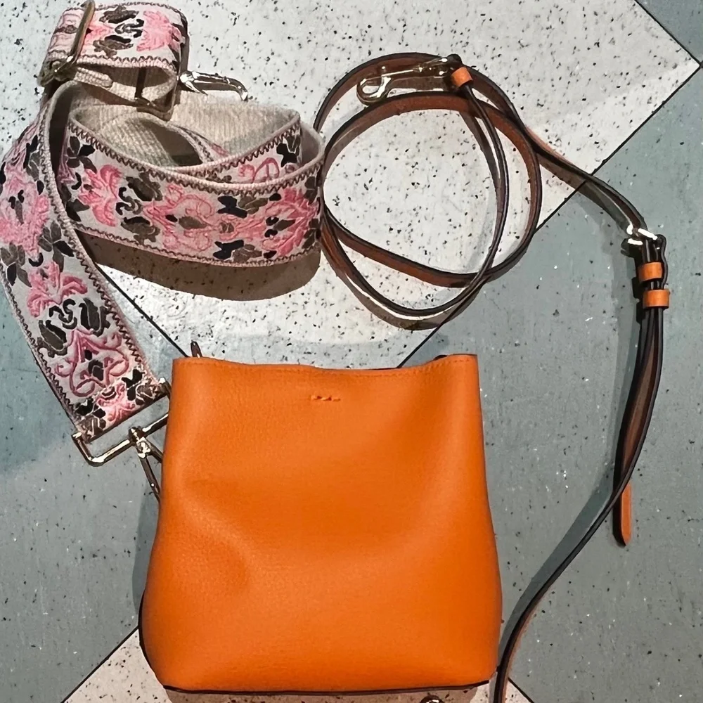 Coach Mini Town Candied Orange Crossbody Bag with Original & Floral Pink Strap - Picture 2 of 10